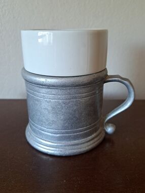 Vtg Wilton RWP Plough Tavern Pewter Coffee Mug Cup with Ceramic Insert